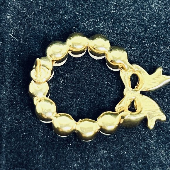 Gold Tone & Faux Pearl Wreath Brooch - Picture 4 of 5